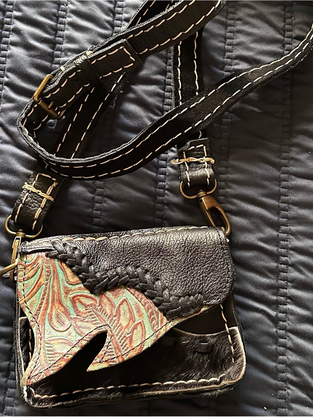 Leather Mini Crossbody Bag Crossbody Artisan Accent